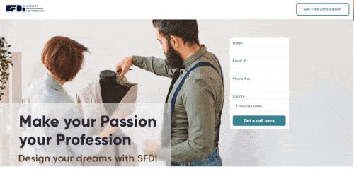 SFDI: School of Fashion Design and Innovation Landing Page